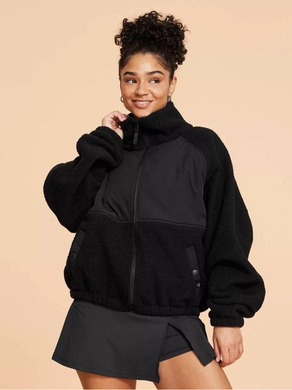 Blogilates Campfire Fleece Zip Up Jacket Womens Size 3X Black Cozy‎ NEW NWT #